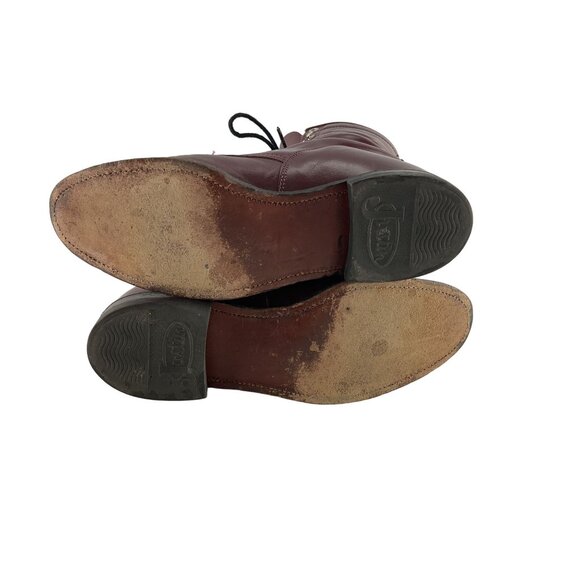 Ladies Justin USA Burgundy Leather Lace Up Roper Western Boots Size 6.5 B - Picture 6 of 7